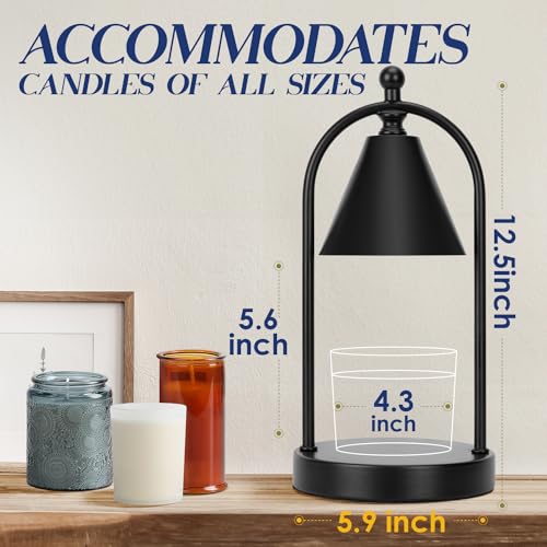 Soilsiu Candle Warmer Lamp with Timer, Electric Black Candle Warming Light for Bedroom, Dimmable Wax Melts Warmer for Home Decor Beside Lamp Gifts for Women (2 Bulbs Included)