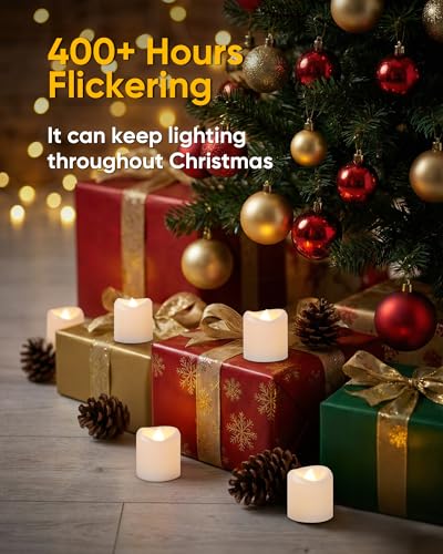 Image of 5plots 24-Pack 400+Hours Remote Control Candles, Votive Candles with 2 /4 /6 /8H Timer, Battery Operated Tealights for Party, Table Centerpiece, Home Decor, Halloween, Thanksgiving, Christmas