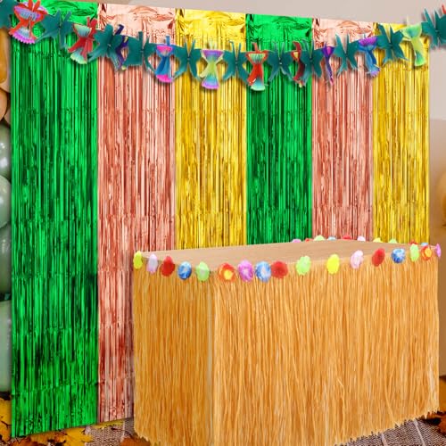 Rideaux hawaïens Luau et jupe de table pour cacher un buffet et réussir sa décoration de fête
