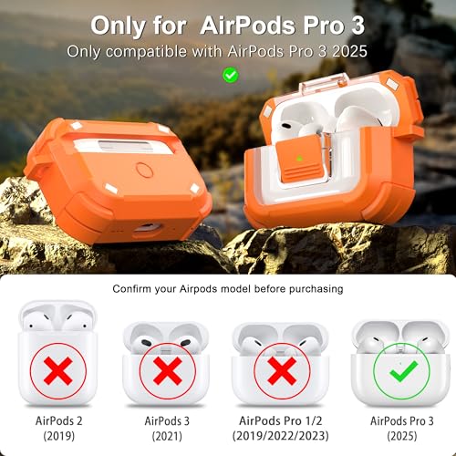 Image of RFUNGUANGO AirPods Pro 3 Case MagSafe Magnetic Automatic Lock, Orange