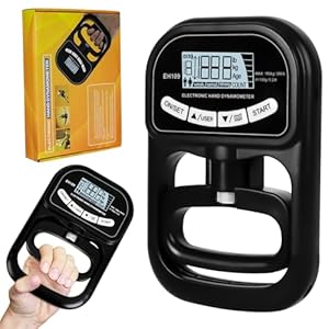 ​​Rechargeable Hand Grip Strength Tester, 180kg Digital Dynamometer with LCD Display & 19 User Memory, Adjustable Grip Trainer,Digital Hand Grip Trainer for Athletes, Home and School Fitness