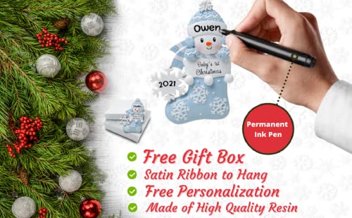 2022 Baby 1St Christmas Personalized Ornament, Baby Boy Blue Ornament, Babys First Christmas Ornament(Blue) #TOP5