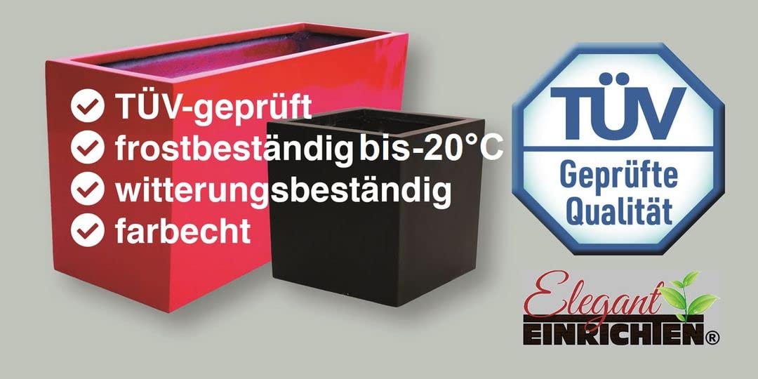 Blumenkübel Fiberglas anthrazit metallic quadratisch 60x60x60cm