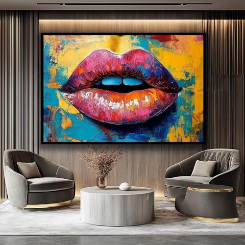 Tableau lèvres rouges abstrait 50x70 cm pour habiller un mur vide - 2