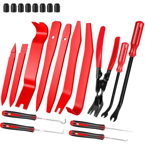 Image of EldHus 22Pcs Car Trim Removal Tool Kit, Panel Clip Plier Pick Hook Set, Red