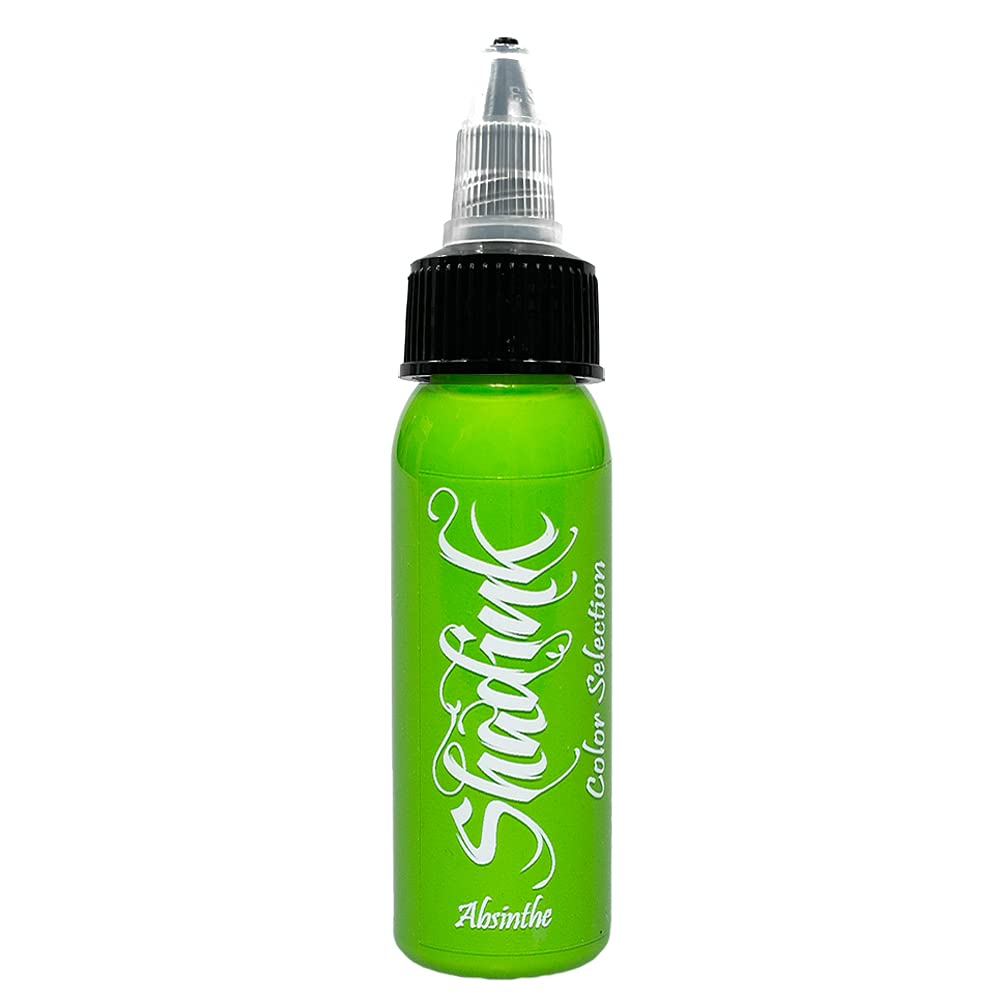 Shadink Tattoo Ink Professional Tattooing Inks for Color Portrait, Black & Gray Style 1oz (Absinthe Green)