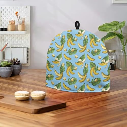 Image of Tea Cozy Yellow Banana Print Creative Insulated Tea Cosy Extra Thick Home Kitchen Decoration Creative Gifts Dust Teapot Cover Kitchen Accessories for Travel