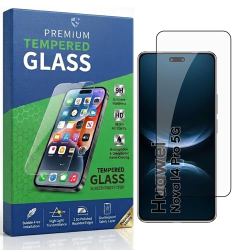 Image of Tempered Glass Compatible With Huawei nova 14 Pro 5G 6.78 | 9H Hardness | HD Clarity | Anti-Fingerprint | High Touch Sensitivity | Premium Screen Protector Guard