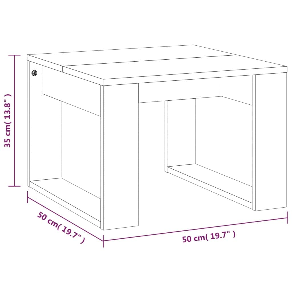 Beistelltisch Grau Sonoma Holzwerkstoff 50x50x35 cm kompakter Couchtisch mit Ablagefach moderner Wohnzimmertisch für Wohnzimmer, Loungebereich und Flexible Nutzung