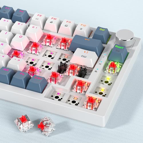 Image of Owpkeenthy 75 Percent Mechanical Keyboard, 82 Key Gasket Mounted Hot Swappable with Volume Knob, Wired RGB Backlit NKRO Compact Gaming Keyboard for PC Laptop (82Shoko)