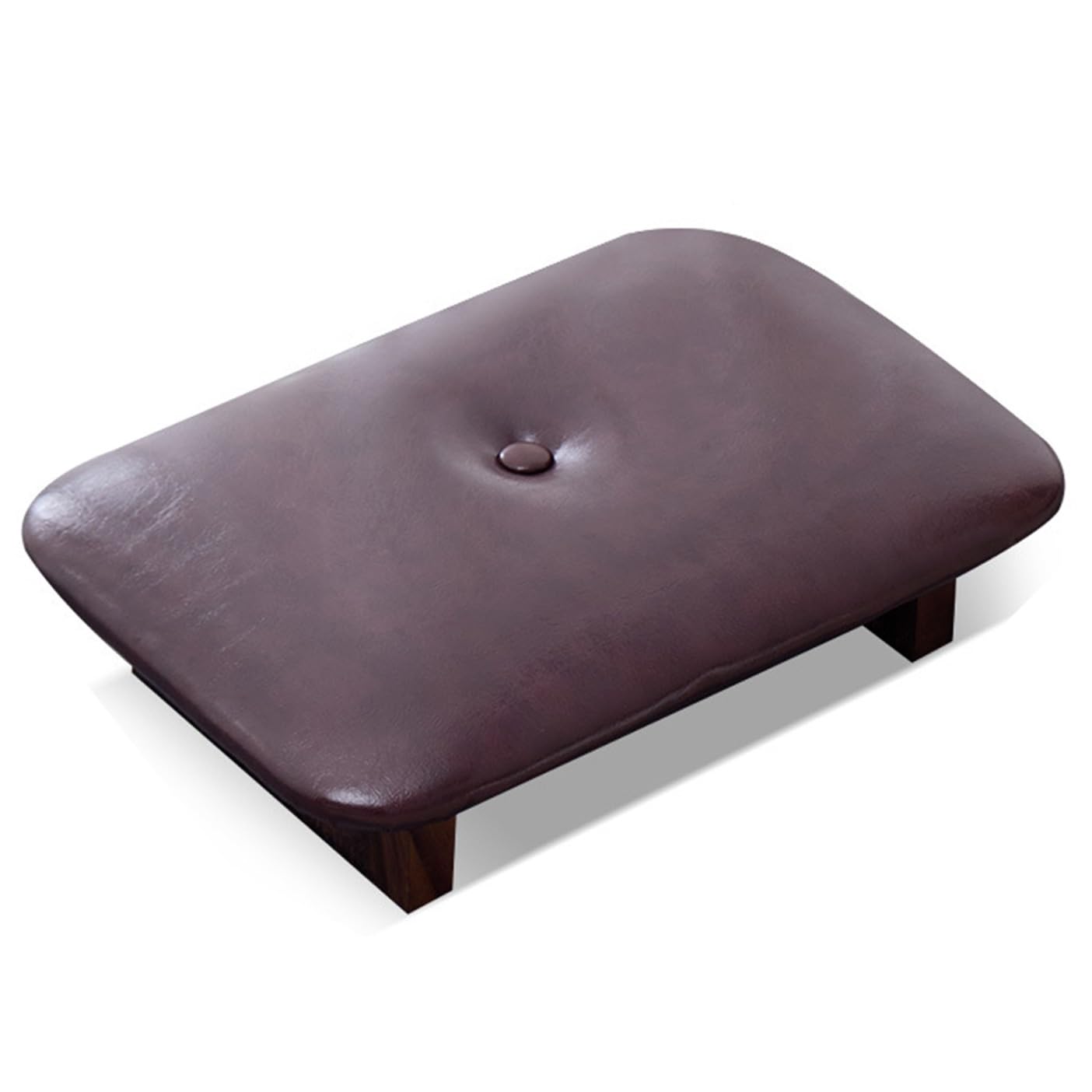 Footrest Stool, Oil-waxed Leather Foot Step, Wooden Footstool