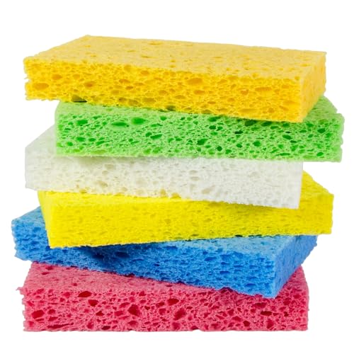 Image of Multi-Use Cellulose Kitchen Sponges Compressed Cellulose Sponges, Non-Scratch, Dish Sponge for Kitchen Bathroom Cars, Funny Cut-Outs DIY (12, Multicolor)