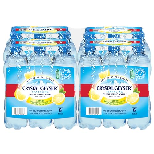 Crystal Geyser Sparkling Alpine Natural Spring Water, 24-Pack, 16.9oz Bottles, Zero Calories and No Sweeteners, Bottled at The Source