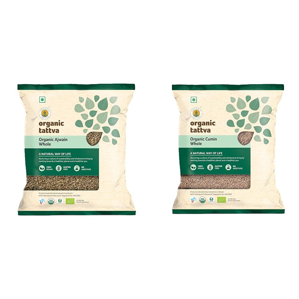 Organic Tattva, Organic Gluten Free Ajwain Whole - 100 Gram & Organic Tattva, Organic Whole Cumin Seeds/Jeera - 100 Gram | 100% Vegan, Gluten Free | Quality Indian Spice, Fresh Natural Jeera (B0CM6PXTVV) Amazon Price History, Amazon Price Tracker