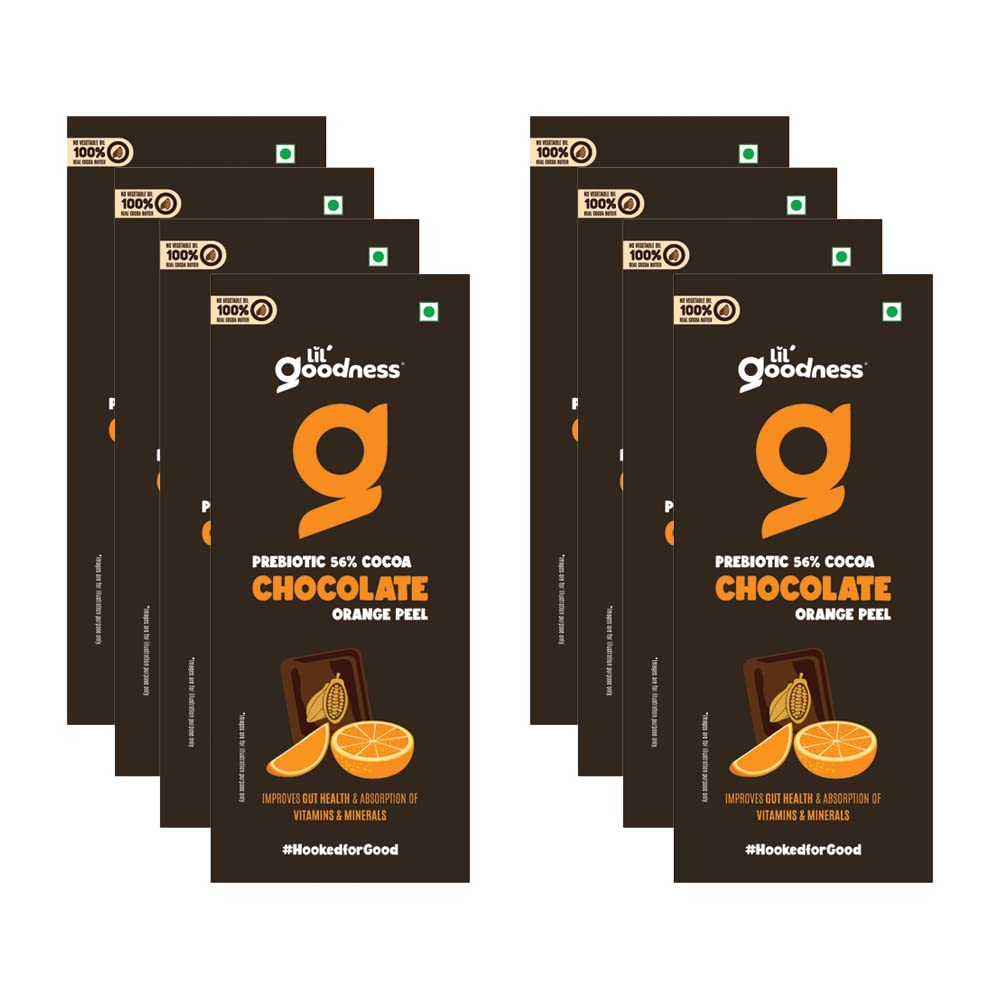 Lil'Goodness Orange Peel Dark Chocolates Prebiotic Fruity Chocolates