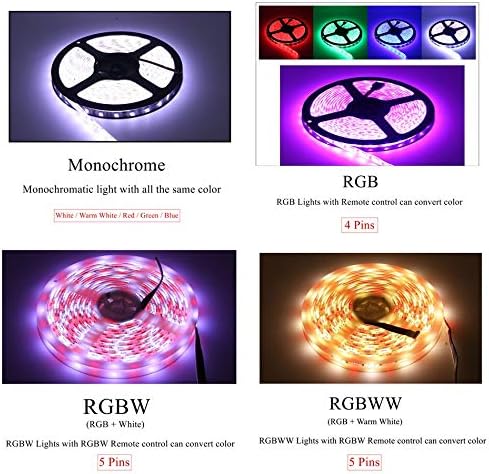 Miniatura 3 de Fengyan Luces de paisaje 5M 300LED RGB LED Tira 5050 DC12V RGB+CCT Tira LED Impermeable RGBW RGBWW Tira de cinta de neón flexible Tira de luz LED