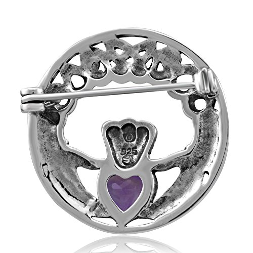 WithLoveSilver Sterling Silver 925 Charm Claddagh Celtic Iris Friendship Brooch Pin2