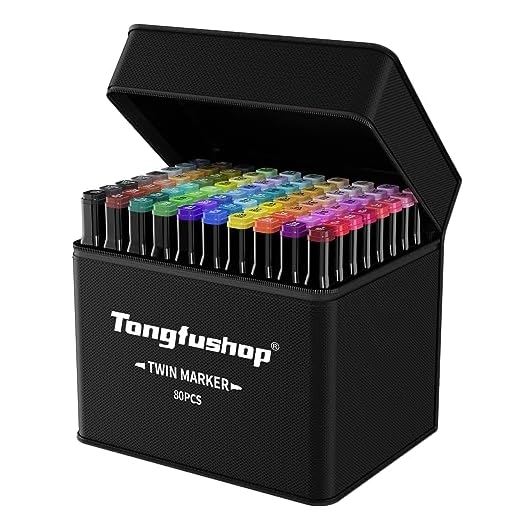 Tongfushop 80+2 Colores Rotuladores Alcohol, Doble Punta, Permanent Marcadores Adecuado para Pintura, Dibujo, Diseño, Colorear, Ilustrar, Esbozar con Bolsa de Almacenamiento y Espaciador