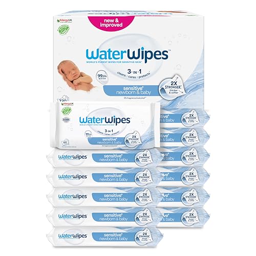 WaterWipes Sensitive+ Newborn & Baby Wipes, 720 unidades (paquete...