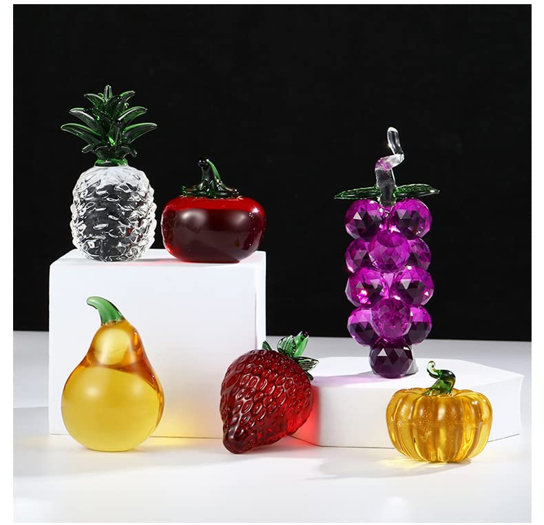 YANGSHINE Crystal Grape statue Ornament Artificial Fruit Sculpture Figurine Tabletop Paperweight Crystal Glass Ornament for Home Decor-Grape - Image 2