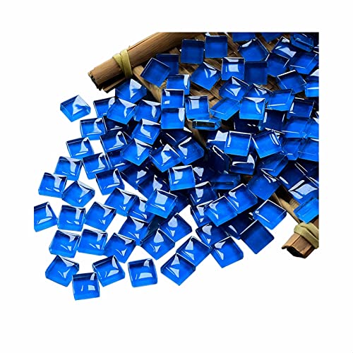 Fairuo Sea Blue Mosaic Tiles Squares Crystal Mosaic Glass Tile For Crafts Bulk Diy Picture Frames Handmade Jewelry Coasters Art Material Decoration,1X1Cm,100 Pieces #TOP5