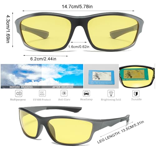 Long Keeper Polarized Night Vision Sunglasses Night Driving Glasses for Men Women Anti Glare Wraparound Sun Glasses3