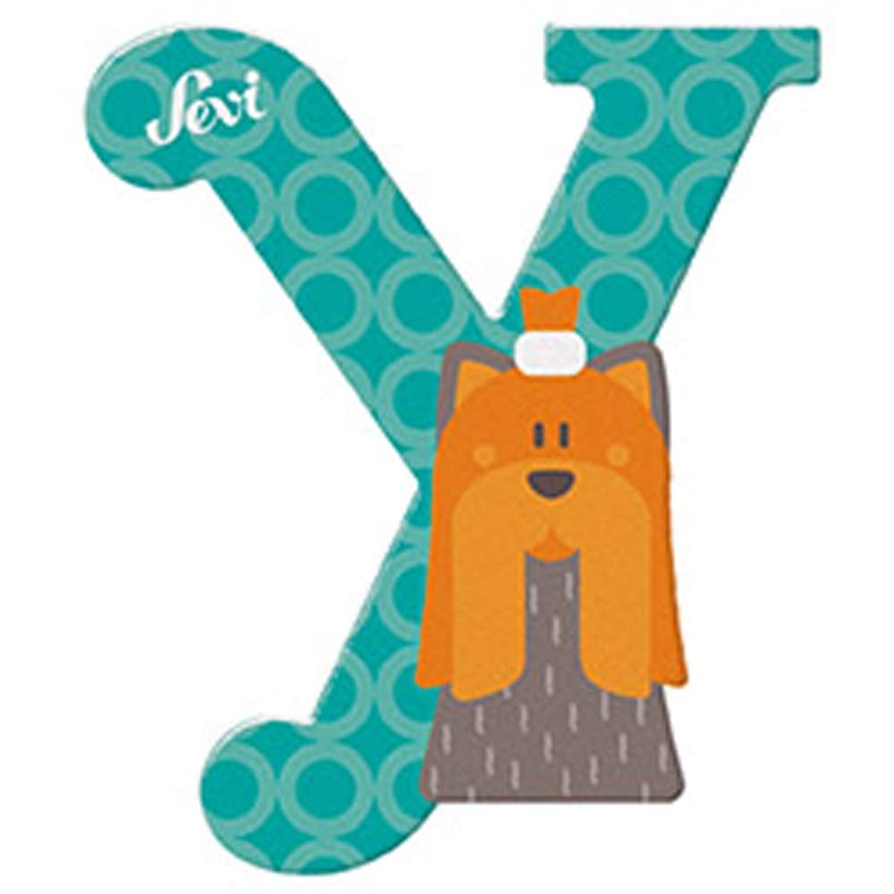 Trudi Letter Y Yorkshire Terrier Sevi | Wooden letters for children's bedroom decor | 10cm | Animal Alphabet | model 83025