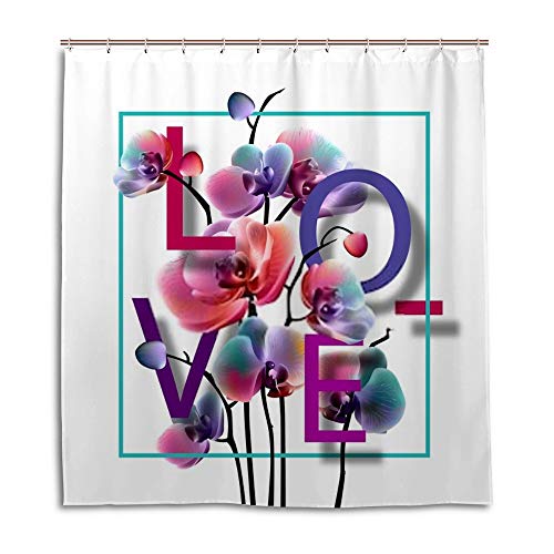 Rideau de douche orchidées 165x183 cm en tissu polyester imperméable - 5