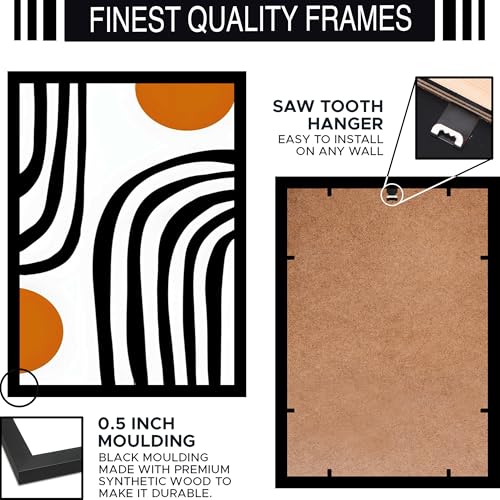 Image of BLINKART Vintage Bauhaus Retro Geometric Aesthetic Poster Gallery | Colorful Wrap Framed For Home Office Studio Living Room Modern Art Studio Decoration Abstract Shapes | (d79) | 13x10 Inch
