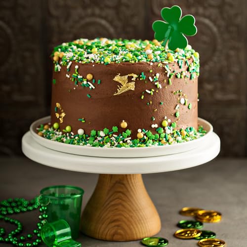 Image of St Patrick's Day Sprinkles, Green Shamrock Sprinkles for Cake Decorating | Edible Pearls, Shamrocks, Gold Coins Confetti, Jimmies, Nonpareils Mix, For Baking, Ice Cream, Cookies, Cupcake Topper