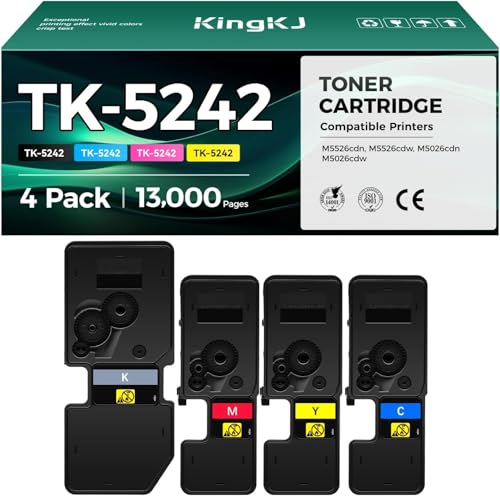 Image of TK-5242 TK5242 Toner Cartridge Set 4-Pack High Yield Replacement for Kyocera 1T02R70US0 1T02R7CUS0 1T02R7BUS0 1T02R7AUS0 Compatible for Kyocera ECOSYS M5526cdn M5526cdw M5026cdn M5026cdw Printer Black