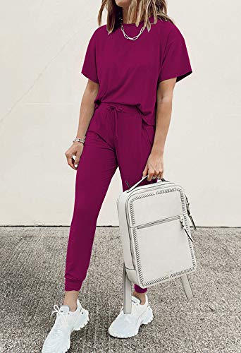 PRETTYGARDEN Women's Two Piece Sets 2025 Summer Spring Jogger Pants Travel Vacation Lounge Outfits Airplane Matching Clothes