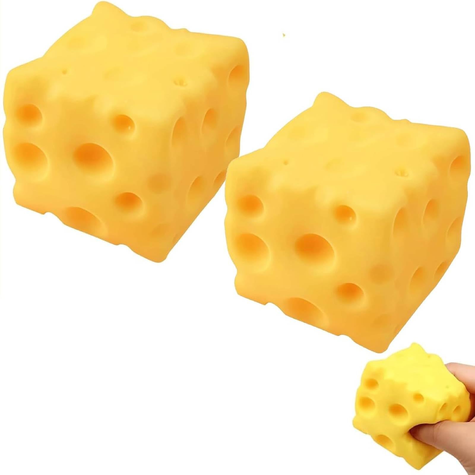 2PCS Cheese Squishy, Slow Rising Cheese Squishy Cube For Stress Relief Fidget Toys Realistic Design or Adults, Fun Party Favors & Gifts