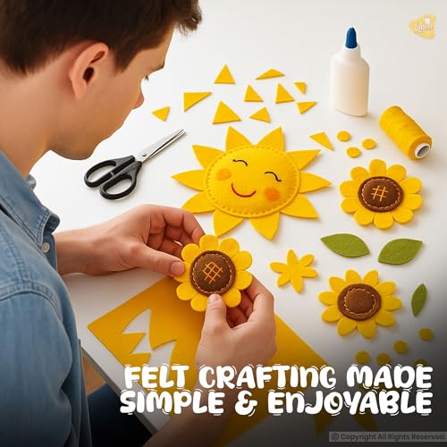 Image of Lakeer A4 Felt Sheets for Craft, Pack of 10 Mango Yellow, 1mm Stiff Non-Woven Fabric 29.7 x 21 cm, DIY Sewing, Applique, Embroidery, School and Hobby Projects