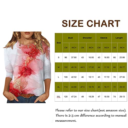 Womens 3/4 Sleeve Tops And Blouses Plus Size Summer Printed Ethnic Style Business Ladies Tops And Blouses Crewneck Slim Half Sleeve Shirts For Women Trendy Graphic Tee Blouses And Tops Multicolor L #TOP3