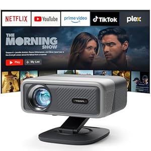 Smart Beamer 4K[Kompatibel mit Netflix] 3D Dolby Audio VISSPL 30000Lumen Autofokus/Auto Trapezkorrektur Projektor,WiFi6 Bluetooth Beamer 4K Heimkino,Outdoor Video Projektor Mit 360° Drehbarem Ständer