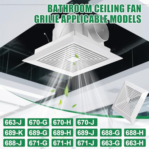 Cubierta blanca para extractor de baño (paquete de 4 unidades, 12 x 12 pulgadas), con resorte, montaje en techo o pared, rejilla, difusor de aire, campana de ventilación, accesorios de reemplazo miniatura 3