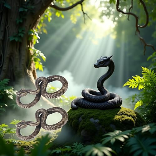 Set de 2 Figuras de Serpiente de Bronce Vintage miniatura 6