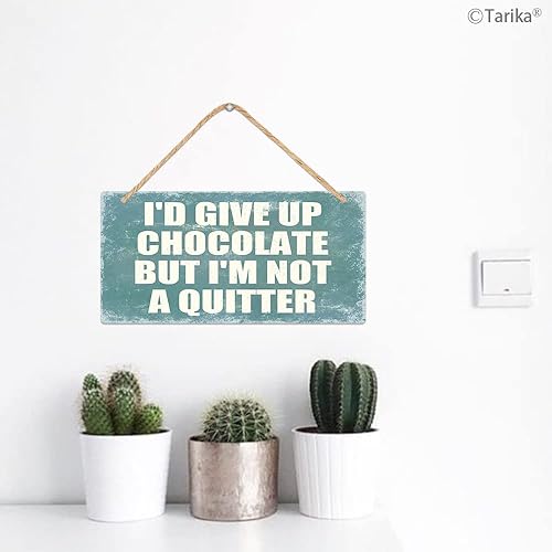 Miniatura 5 de Letrero de madera con texto en inglés "I d Give Up Chocolate But I'm Not A Quitter, de 5 x 10 pulgadas, decoración de pintura para el hogar, cocina,