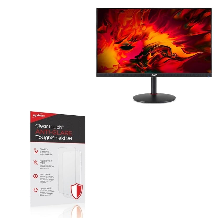 BoxWave Screen Protector Compatible With Acer Nitro XV1 (XV241Y) - ClearTouch Anti-Glare ToughShield 9H (2-Pack), Anti-Glare 9H Tough Flexible Film Screen Protector