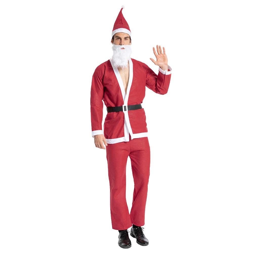 size L EraSpooky Men Santa Claus Costume Christmas Fancy Dress Budget Outfit Suit Red