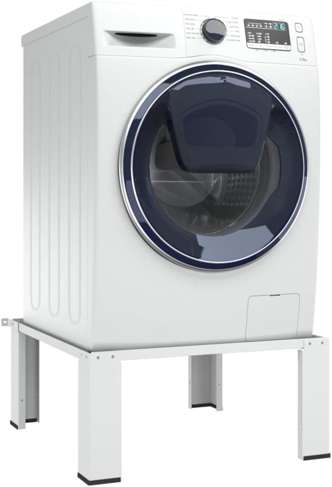 Washing Machine Pedestal with Storage, Heavy Duty Laundry Room Stand, Elevated Washer and Dryer Raiser, Steel Base for Laundry Appliances, 27.2 x 27.2 x 12.8 Inches, White