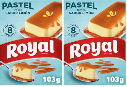 Royal Pastel Fresco Sabor Limón con Caramelo Líquido 8 Raciones, 103g (Paquete de 2)