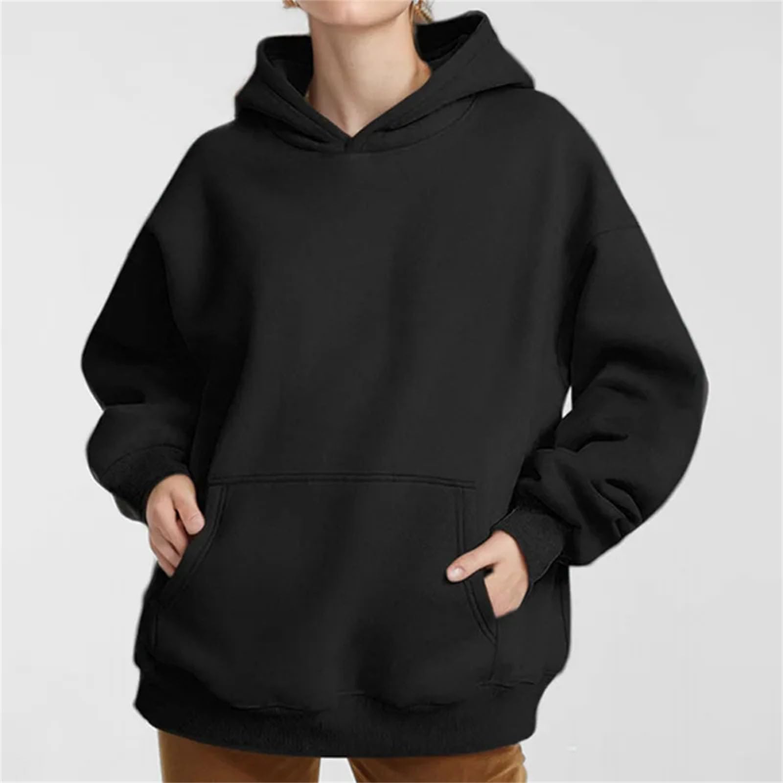 Donne di grandi dimensioni felpe con cappuccio felpe a maniche lunghe maglione maglione abbigliamento invernale con tasche