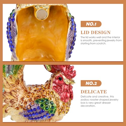 Boîte à bijoux coq évite la perte de vos bagues grâce à ce coffret émaillé
