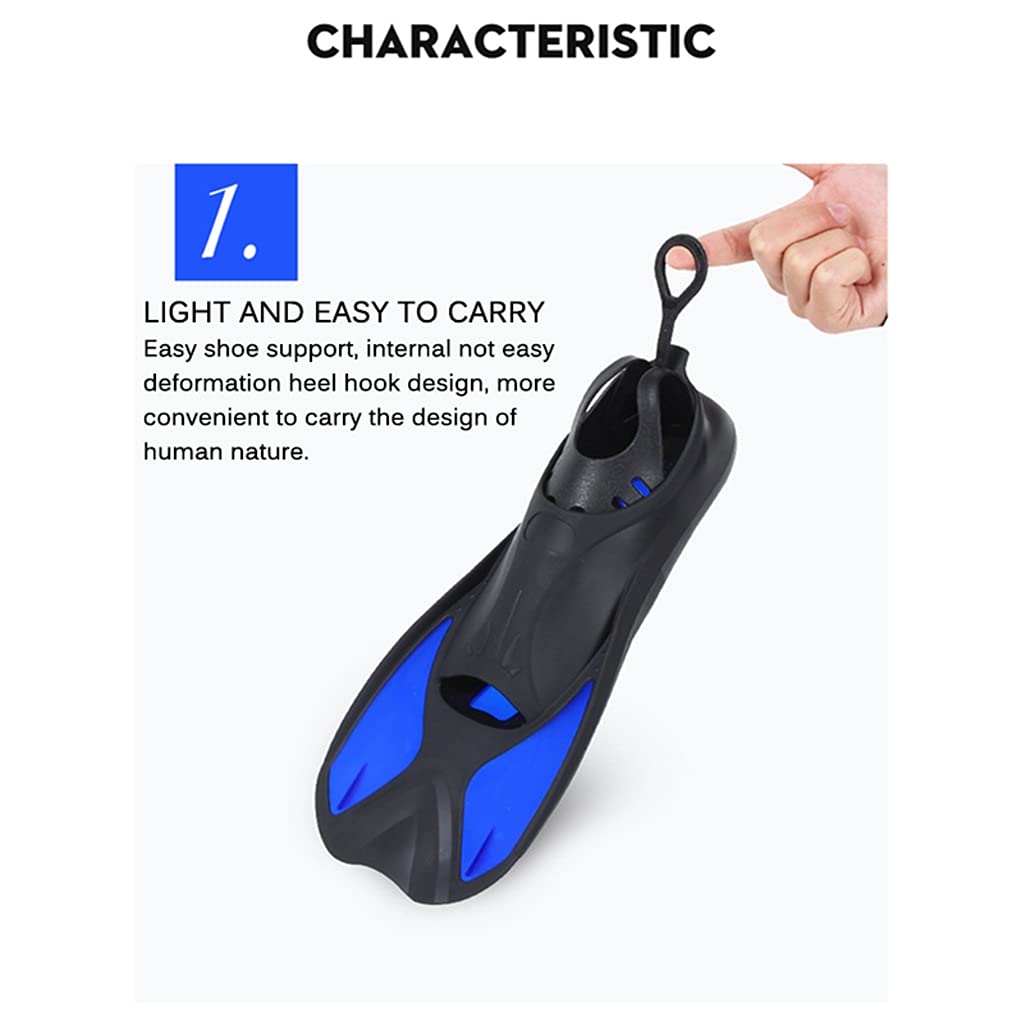 Universelle Schwimmflossen, kompletter Fuß, Tauchen, Schwimmtraining, Flippers XXS/XS/S/M/L/XL, für Kinder und Erwachsene, Schwimmflossen, Schnorcheln, feines Wasser (BLU, S)