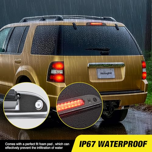 Image of Nilight Third Brake Light Tail High Mount 3rd Stop Lights Smoked Lens for Ford Explorer 2002-2010 Escape 2008-2012 Mercury Mariner 2008-2011 Mountaineer 2006-2010 Van SUV Rear Center Cab Lamp