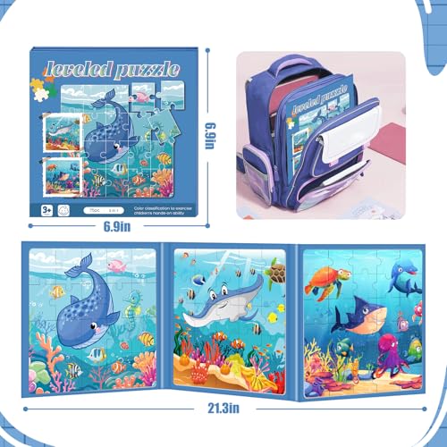 Image of Magnetic Puzzles for Toddlers 3-5 Toddler Puzzle Travel Toys (Sea)
