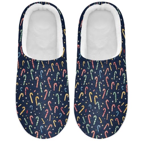 Fuzzy Memory Foam Slippers for Women/Men Star Candy Pattern Fluffy Winter House Shoes Indoor and Outdoor2