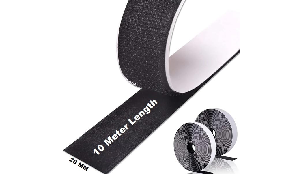 Yako Toko Doubleside Self Adhesive Hook & Loop Tape Roll Size (10m Hook + 10m Loop)(20mm Width)(Black) Stick-on Tape for Picture & Tools Hanging Pedal Board Fastening-image-15